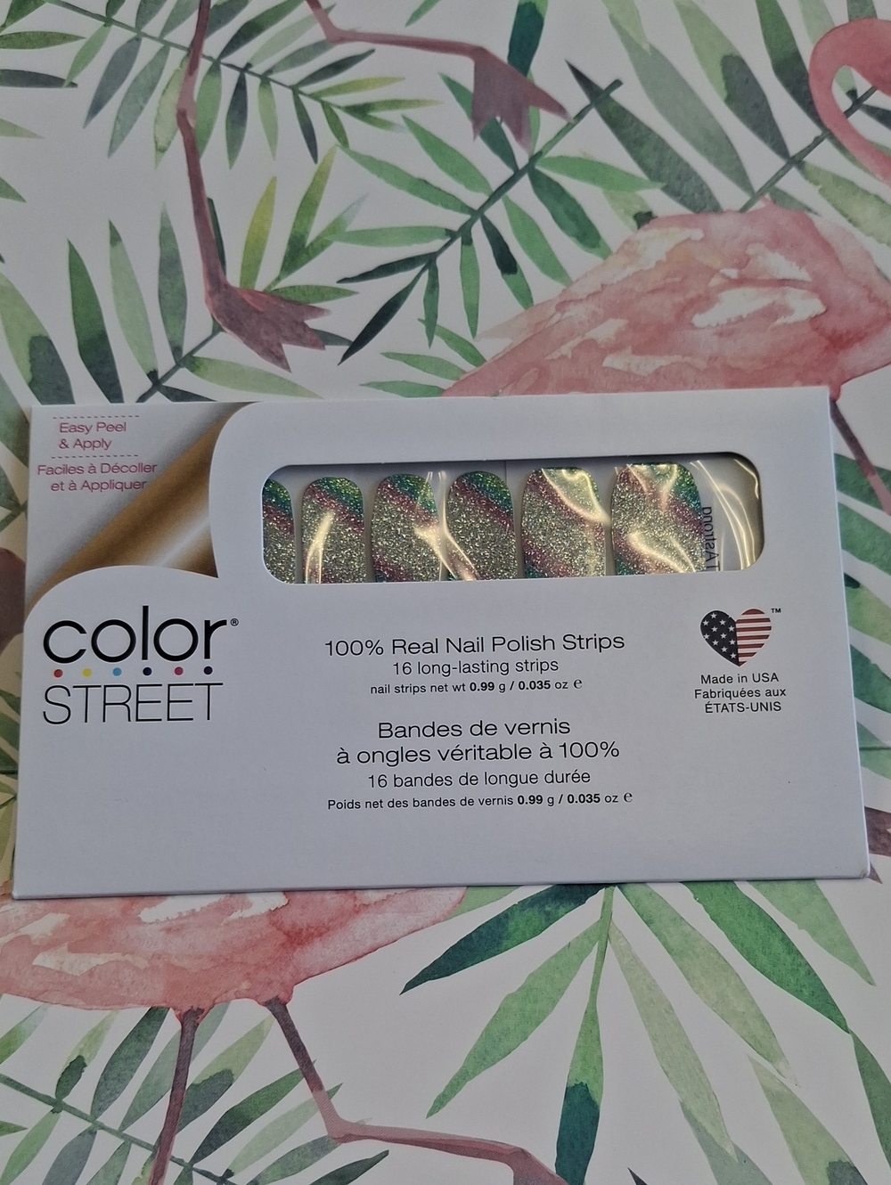 Color Street Green and Pink Glitter Nail Strips - METAstrong